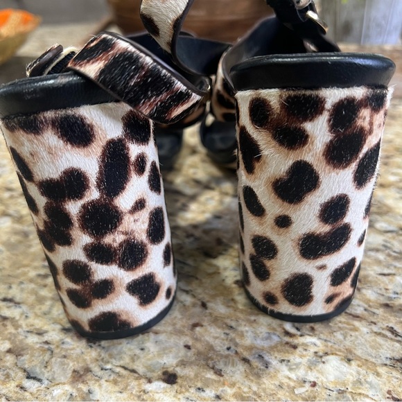 Joie Lakin Fur Slingback Block Heel Sandals In Snow Leopard 40 - Picture 9 of 10